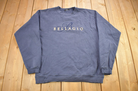 Vintage 1990s Bellagio Hotel Embroidered Crewneck Sweatshirt / 90s Crewneck / Souvenir Sweater / Streetwear / Travel And Vacation