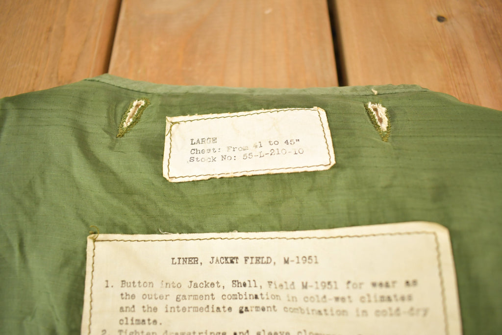 Vintage 1951 100% Wool Lining Authentic Military Parka Jacket Liner