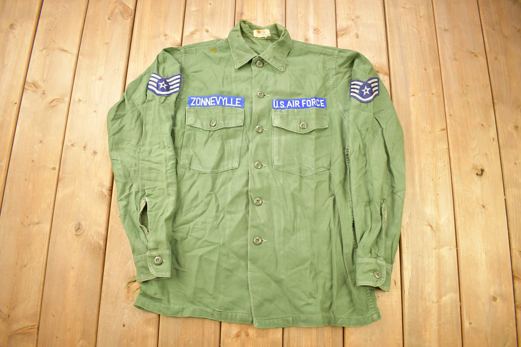 Vintage 1960s OG-107 US Air Force Military Sateen Shirt