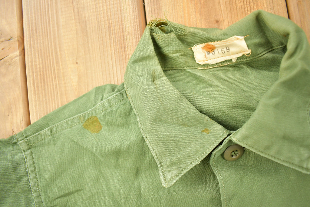 Vintage 1960s OG-107 US Air Force Military Sateen Shirt