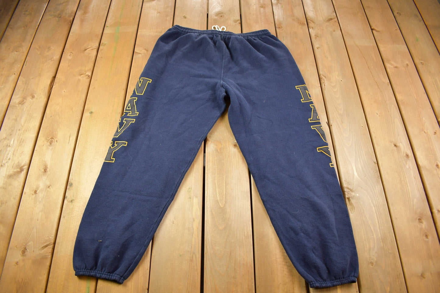 Vintage 1990s USA Navy Soffee Sweatpants Size L / Elastic Waist / American Vintage / Military Fashion