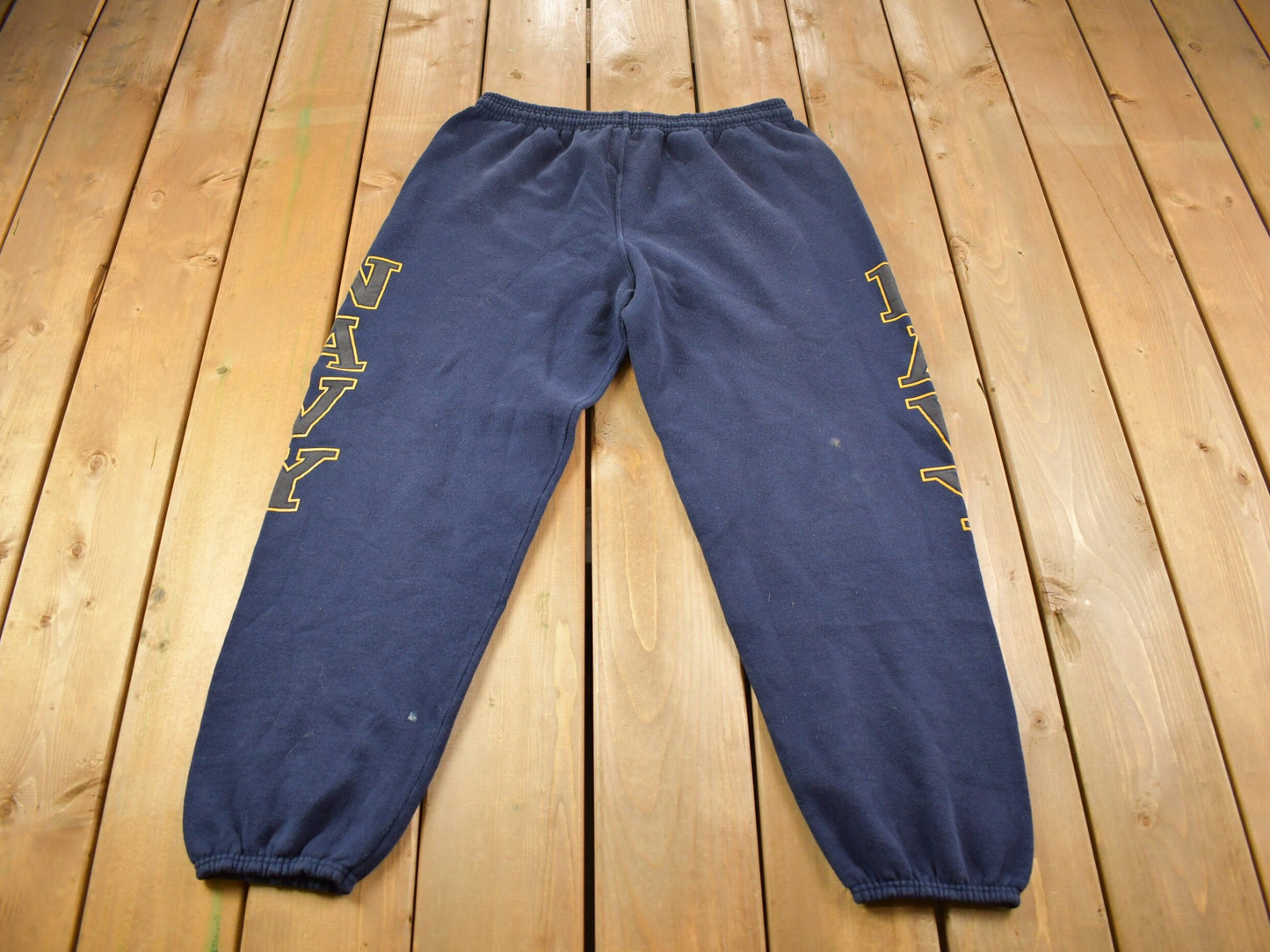 Vintage 1990s USA Navy Soffee Sweatpants Size L / Elastic Waist / American Vintage / Military Fashion