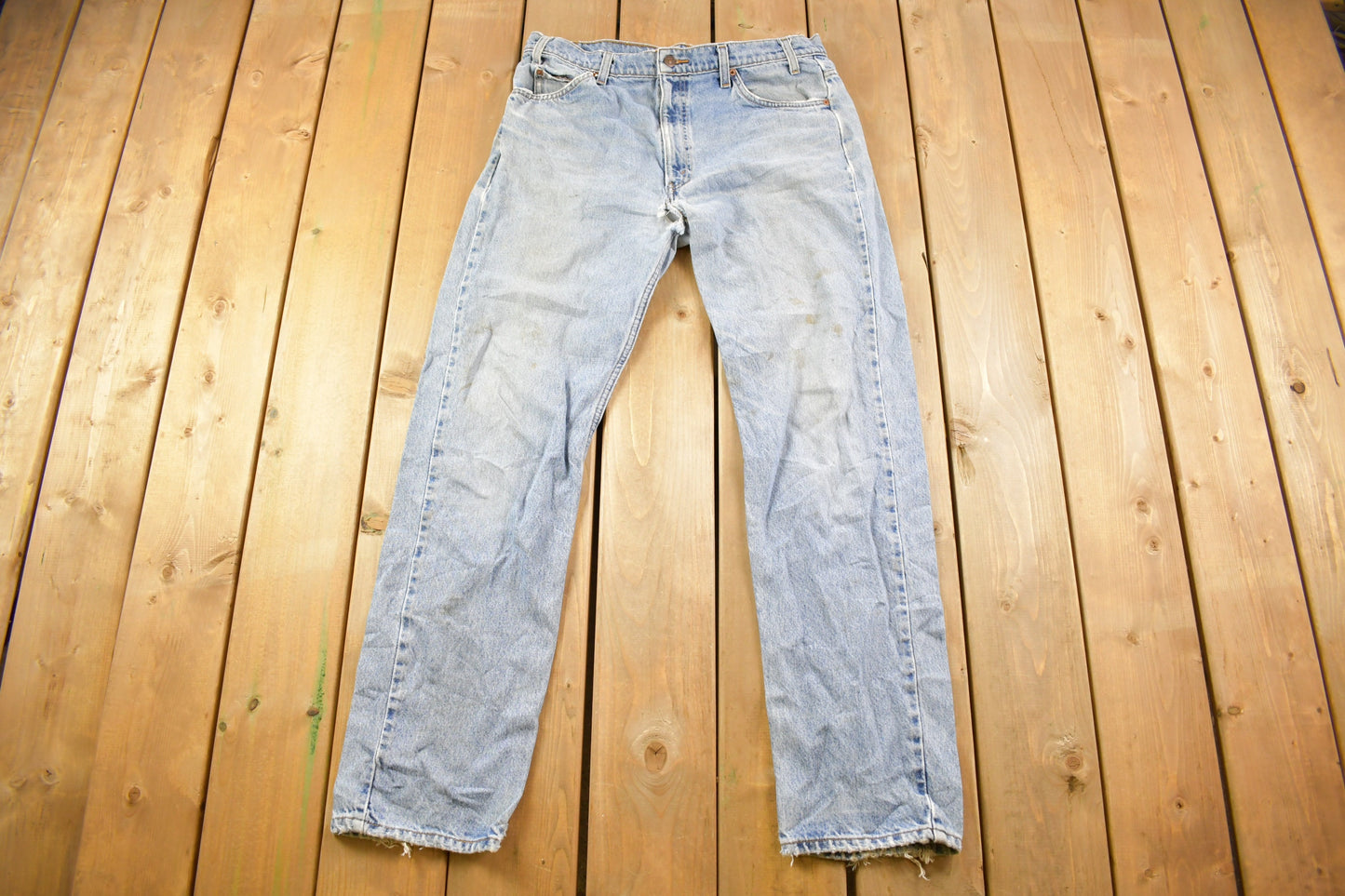 Vintage 1990s Levi's 505 Light Wash Jeans Size 36 x 32 / Distressed Denim / Straight Leg Jeans / Vintage Levi's