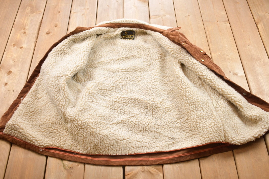 Vintage 1960s Westwind Sportswear Wool Lined Suede Snap Button Jacket