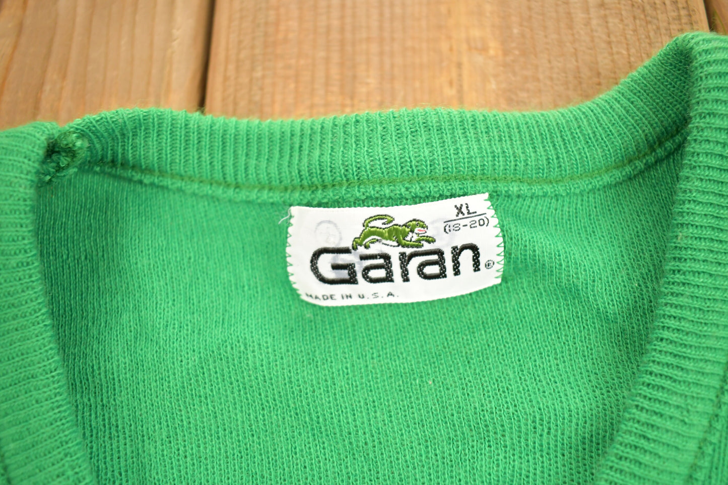 Vintage 1980s Garan Knitted V-Neck Sweater / Vintage V-Neck / Colourful Sweatshirt  / Made IN USA