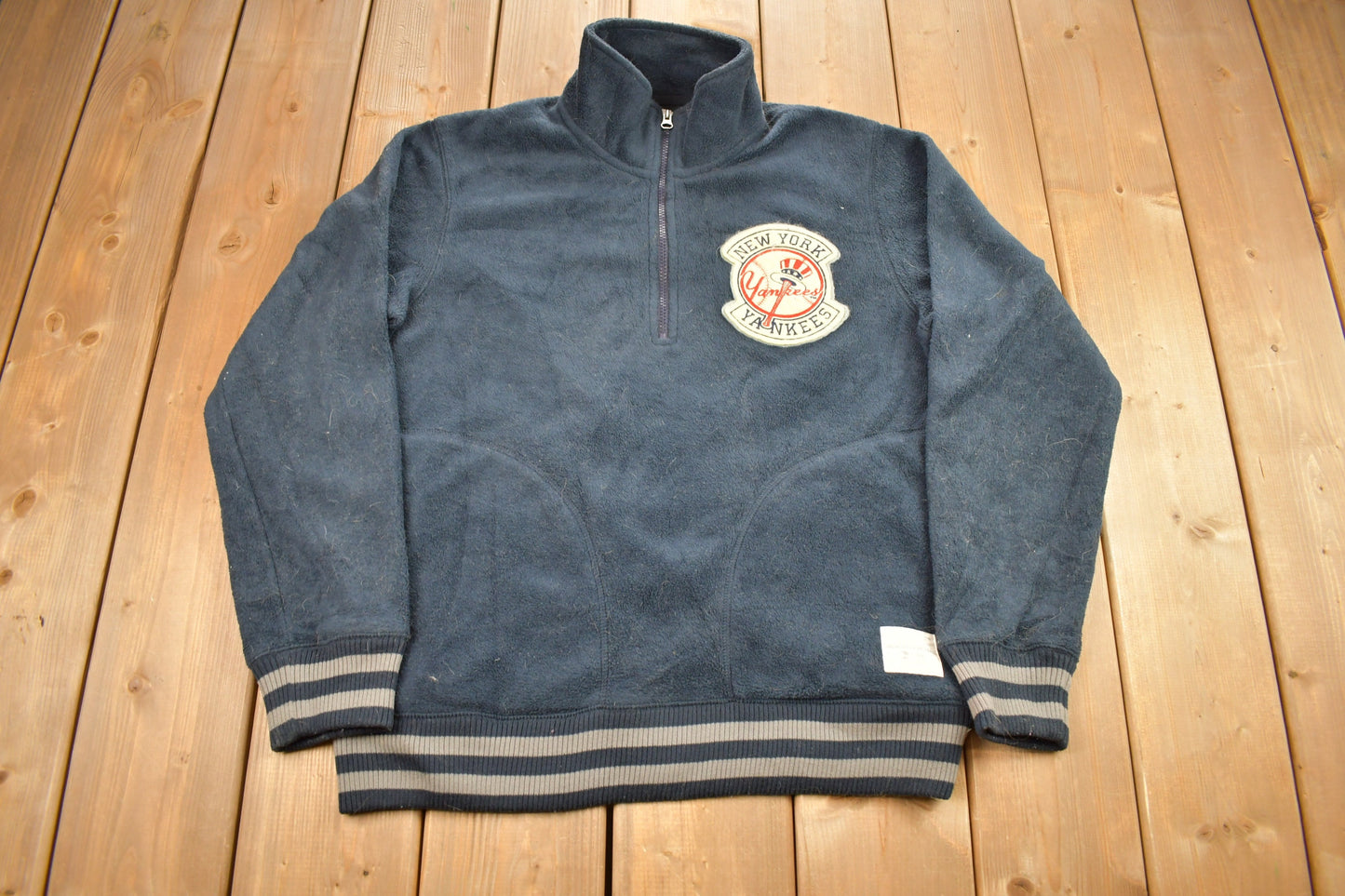 Vintage 1998 New Yankees MLB Heavy Weight Quarter Zip Fleece Sweater / Embroidered / Baseball / Sportswear / Americana