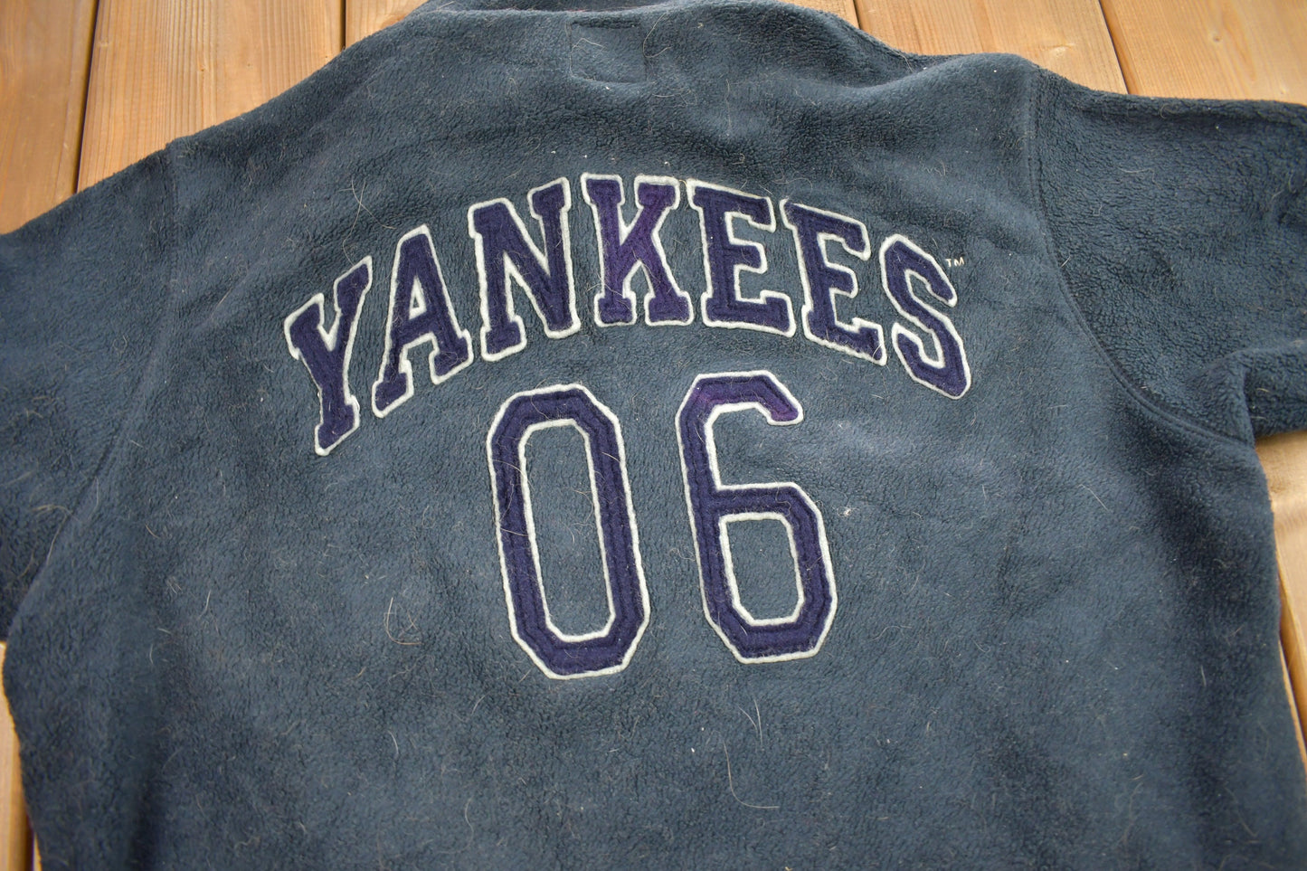 Vintage 1998 New Yankees MLB Heavy Weight Quarter Zip Fleece Sweater / Embroidered / Baseball / Sportswear / Americana