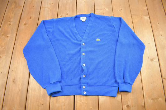 Vintage 1980s IZOD Lacoste Knitted Cardigan Sweater / Made In USA / Lacoste Sweatshirt / Size S