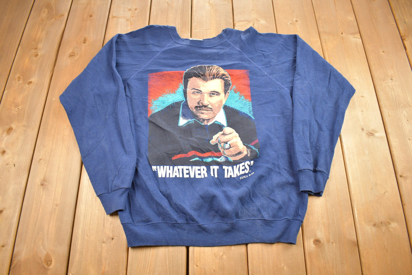 Vintage 1980s Mike Dikta NFL Coach "Whatever It Takes" Crewneck Sweatshirt / Made In USA / Football / Sportswear / Americana