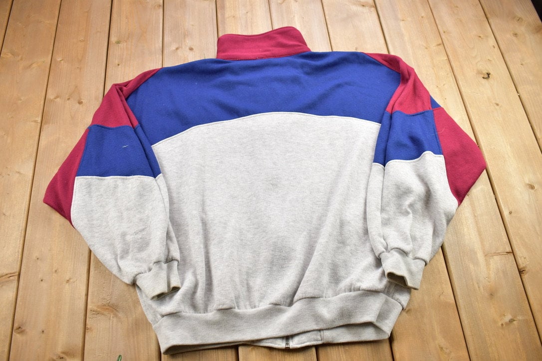 Vintage 1990s Active Wear Colour Block Zip Up Sweatshirt / 90s Active Wear / Vintage Active Wear / Essential / Streetwear / 90s Blank