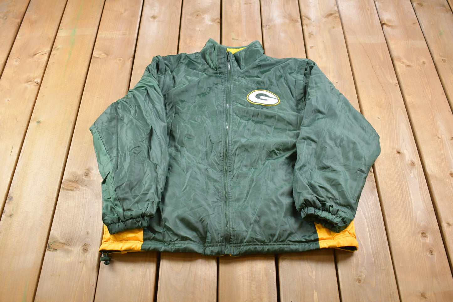 Vintage 1990s Green Bay Packers Logo  Fleece Lined Convertible Jacket / Vintage Logo / Streetwear / 1990s NFL / Embroidered / Outerwear