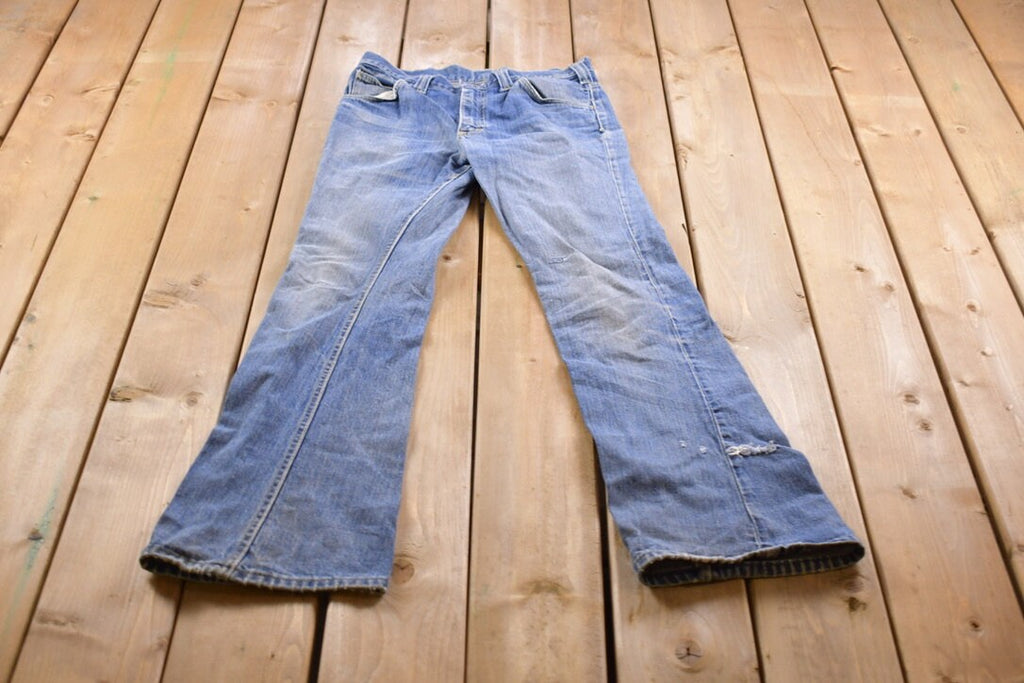 Vintage 1970s Distressed Lee Bell Bottom Jeans Size 28 x 33