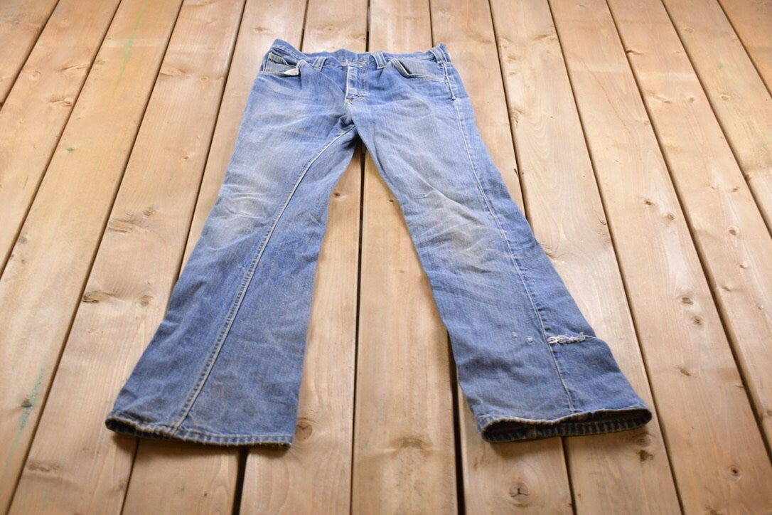 Vintage 1970s Distressed Lee Bell Bottom Jeans Size 28 x 33