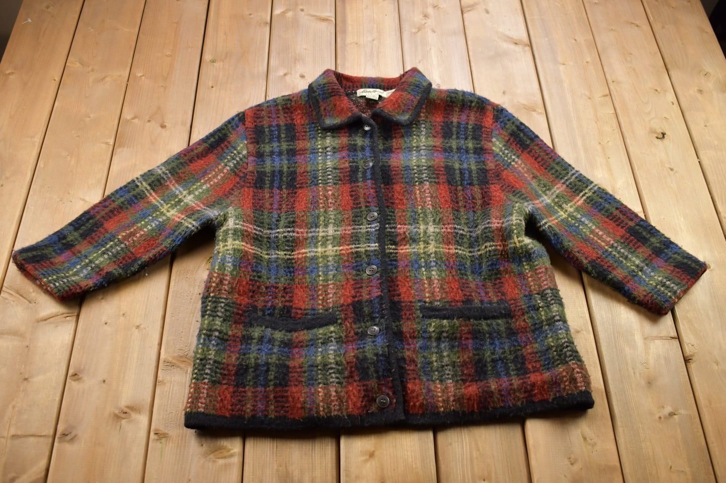 Vintage 1990s Eddie Bauer 95% Lambswool Knit Button Up Sweater / Vintage 90s Wool Jacket / Outdoorsman / Vintage Knit / Winter Sweater