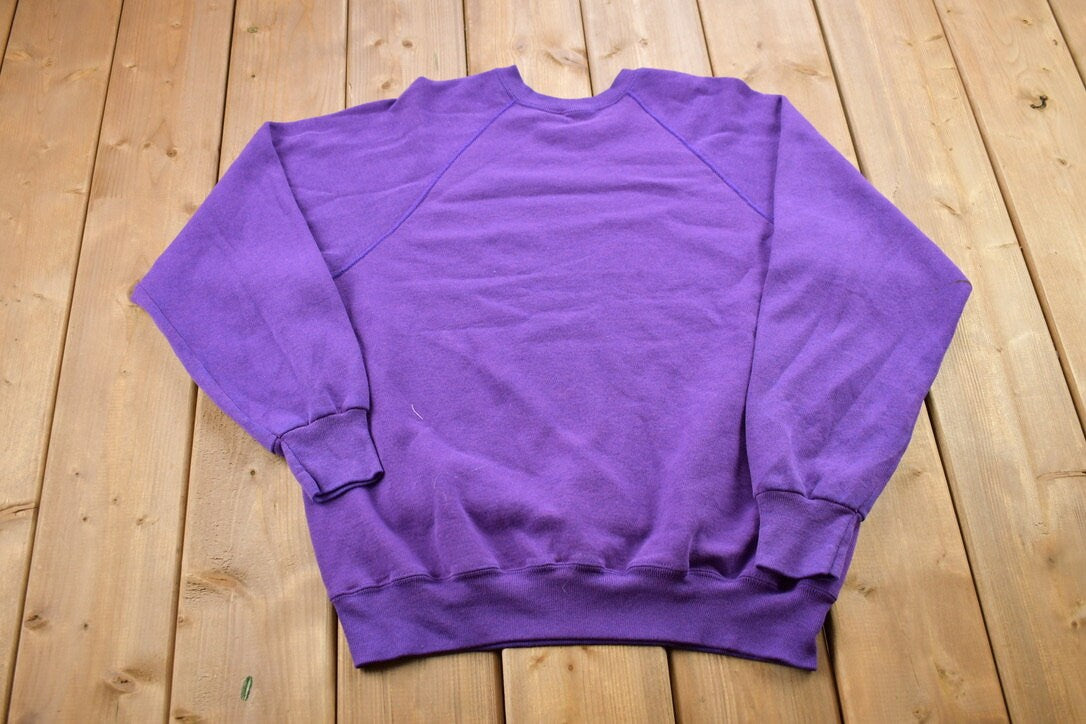 Vintage 1990s Purple Blank Crewneck Sweatshirt / 90s Crewneck / Made In USA / Essential / Streetwear / 90s Blank