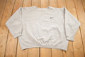 Vintage 1990s Nike Heather Grey Mini Swoosh Crewneck Sweatshirt