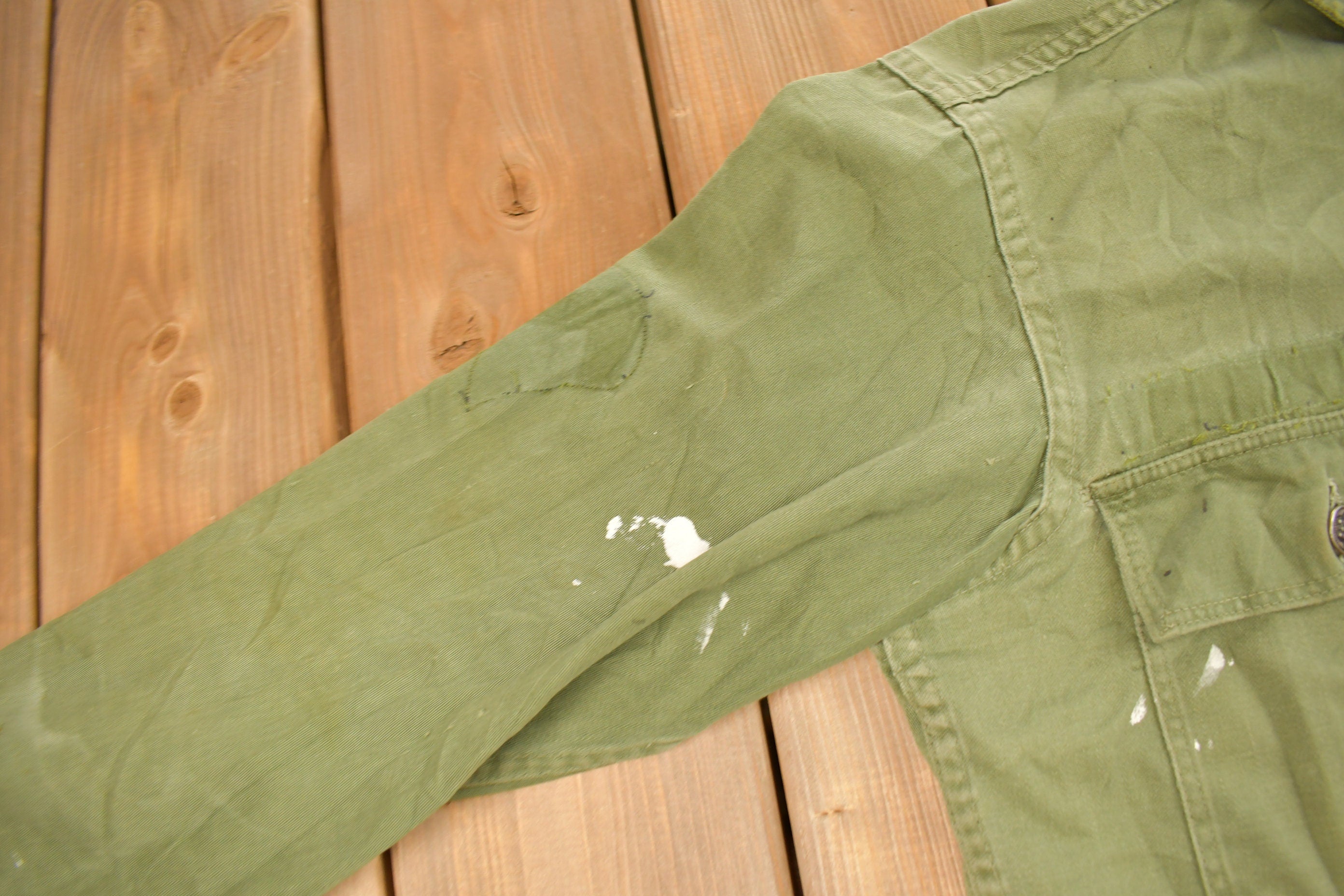 Vintage 1960s OG-107 US Air Force Military Sateen Shirt