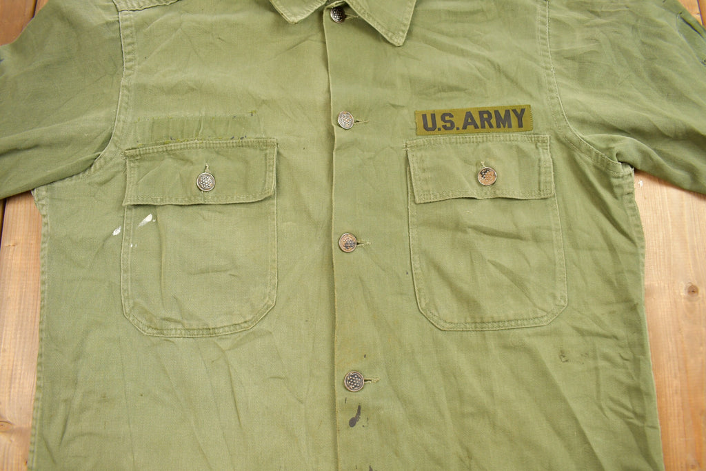 Vintage 1960s OG-107 US Air Force Military Sateen Shirt
