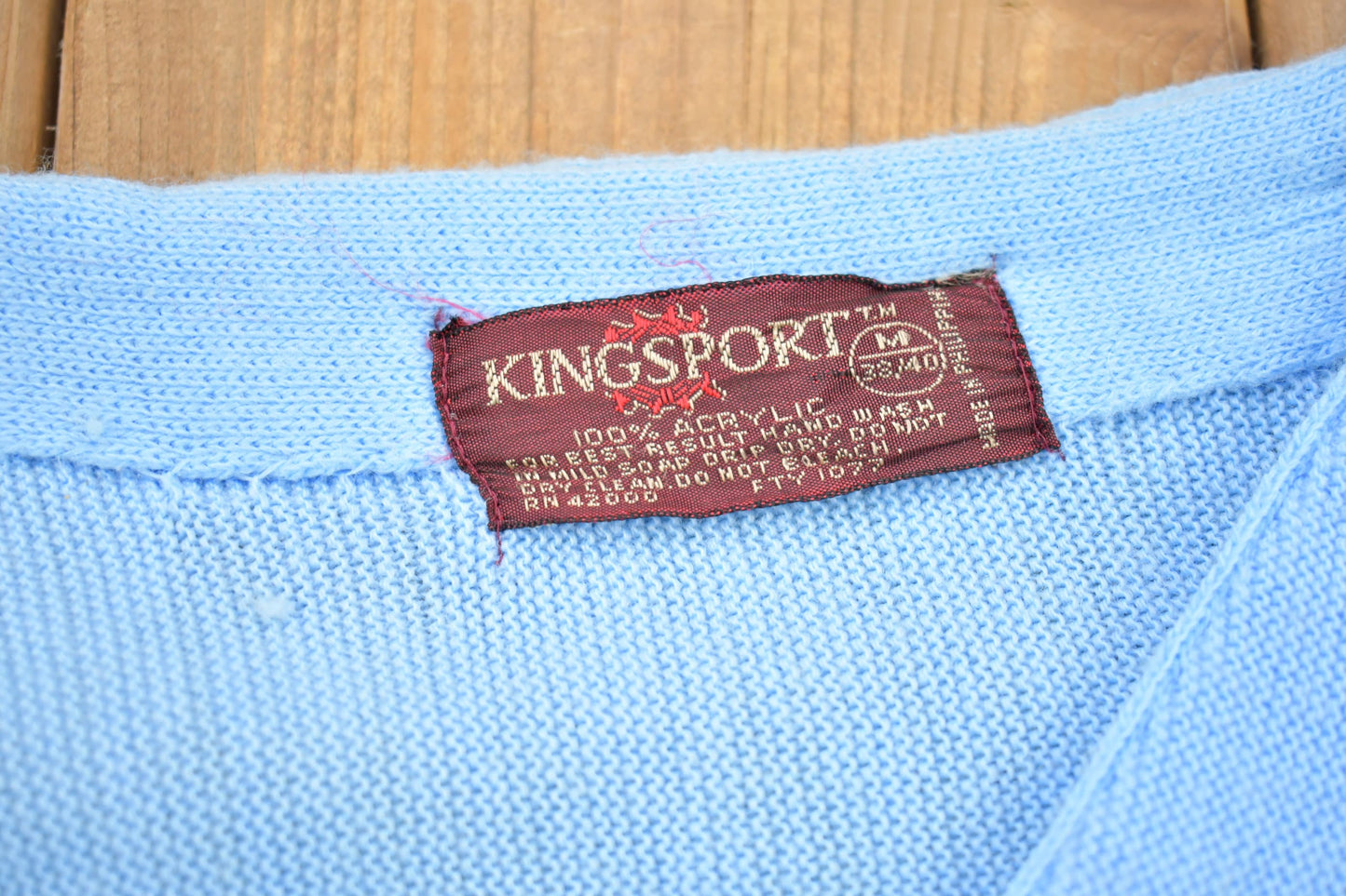 Vintage 1990s King Sport Light Blue Knitted Cardigan Sweater / Vintage Cardigan / Button Up / Blank Cardigan / Knitted Sweater