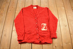 Vintage 1944 Embroidered Collegiate Knit Cardigan Sweater