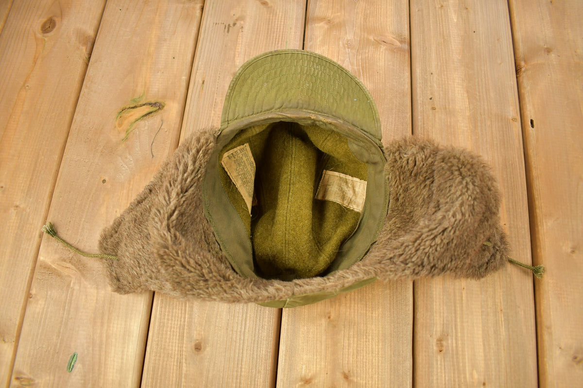 Vintage 1953 US Military Pile Field Cap Hat Size 7 1
