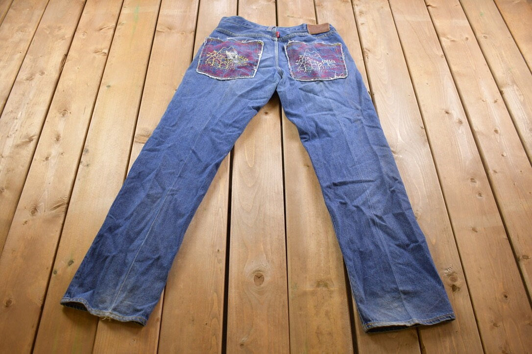 Vintage 1990s RMC Embroidered Jeans Size 32 x 33.5 / American Vintage / Workwear / Streetwear / Vintage Pants / True VIntage /