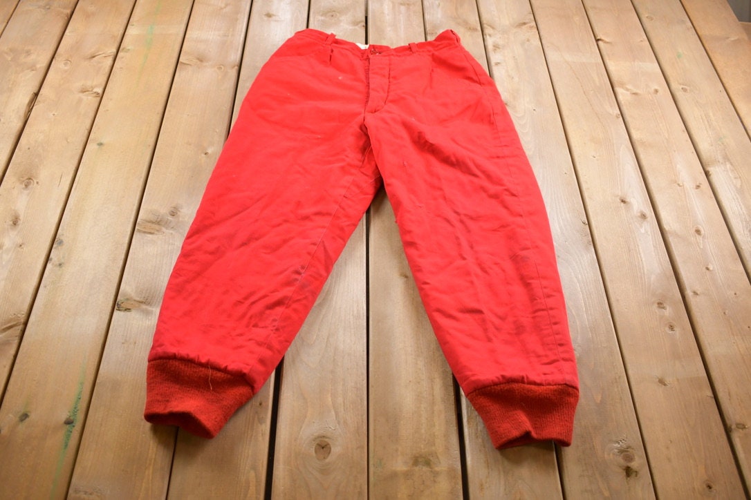 Vintage 1990s Red Insulated Pants Size 32 x 29 / American Vintage / Streetwear Fashion / Vintage Pants / True Vintage / Insulated