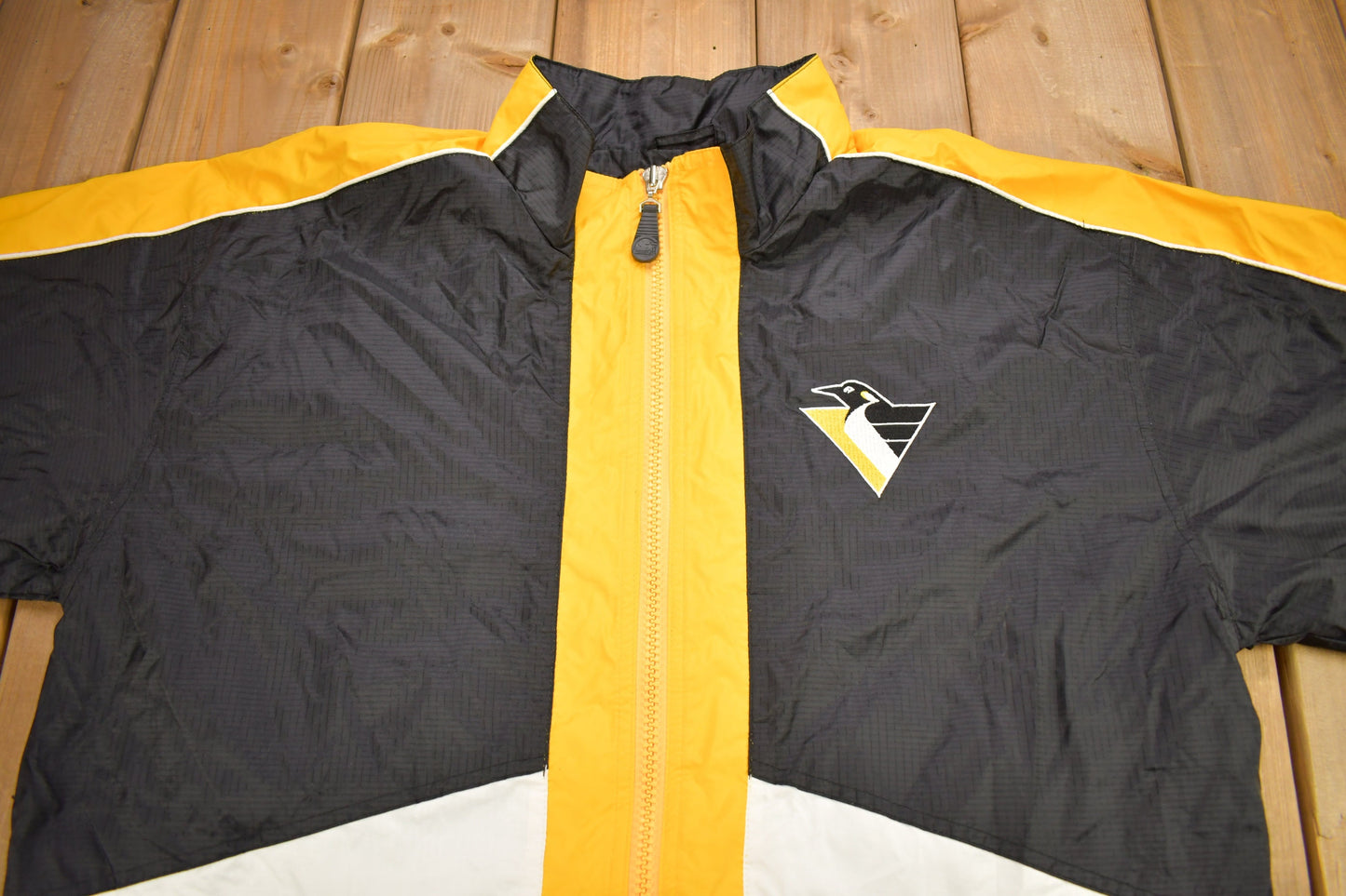 Vintage 1990s Pittsburgh Penguins NHL Starter Windbreaker / Color Block / Starter Jacket / Embroidered / Deadstock