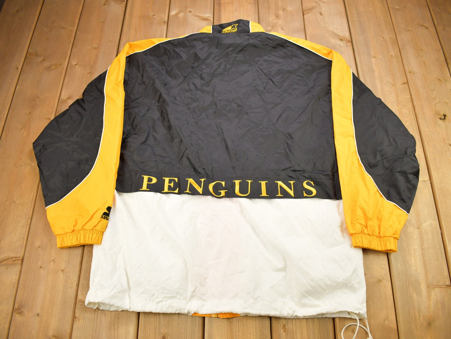 Vintage 1990s Pittsburgh Penguins NHL Starter Windbreaker / Color Block / Starter Jacket / Embroidered / Deadstock