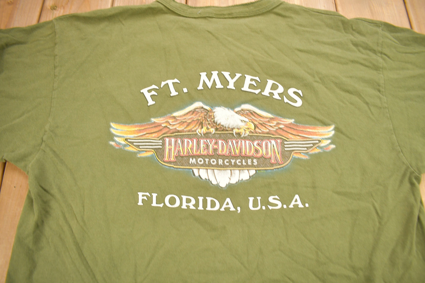 Vintage 1990s Ft Myers Harley Davidson Florida Long Sleeve Henley T-Shirt