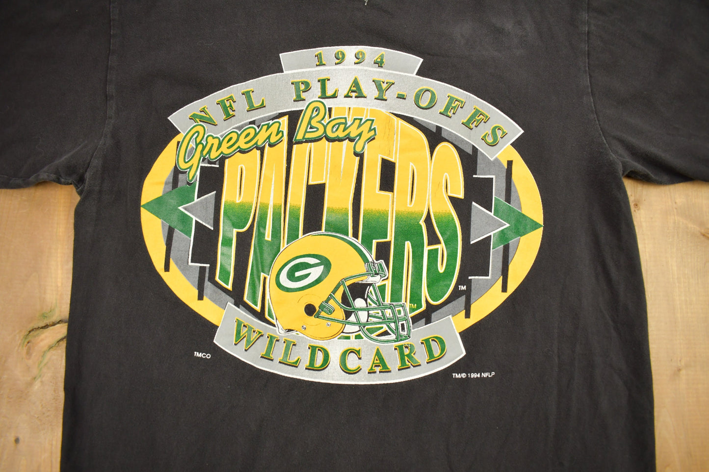 Vintage 1994 Green Bay Packers NFL Playoffs Wild Card Graphic T-Shirt / Made In USA / Single Stitch / NFL / 90s Streetwear / Sportswear