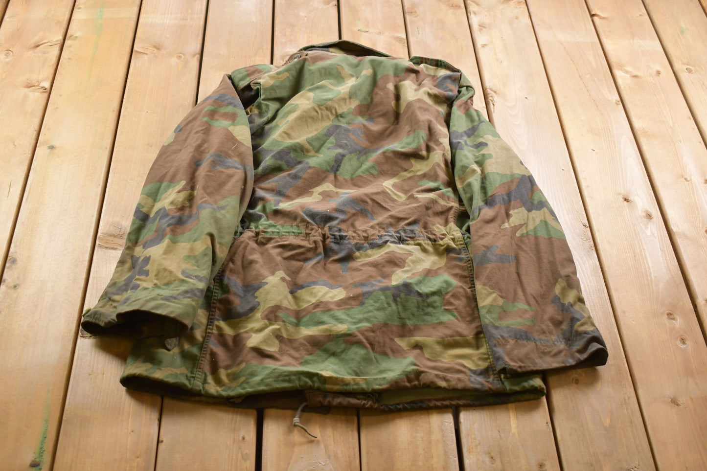 Vintage 1984 Airborne Cold Weather Woodland Camouflage Field Jacket / Button Up Jacket / US Army Green / Vintage Army / Army Jacket