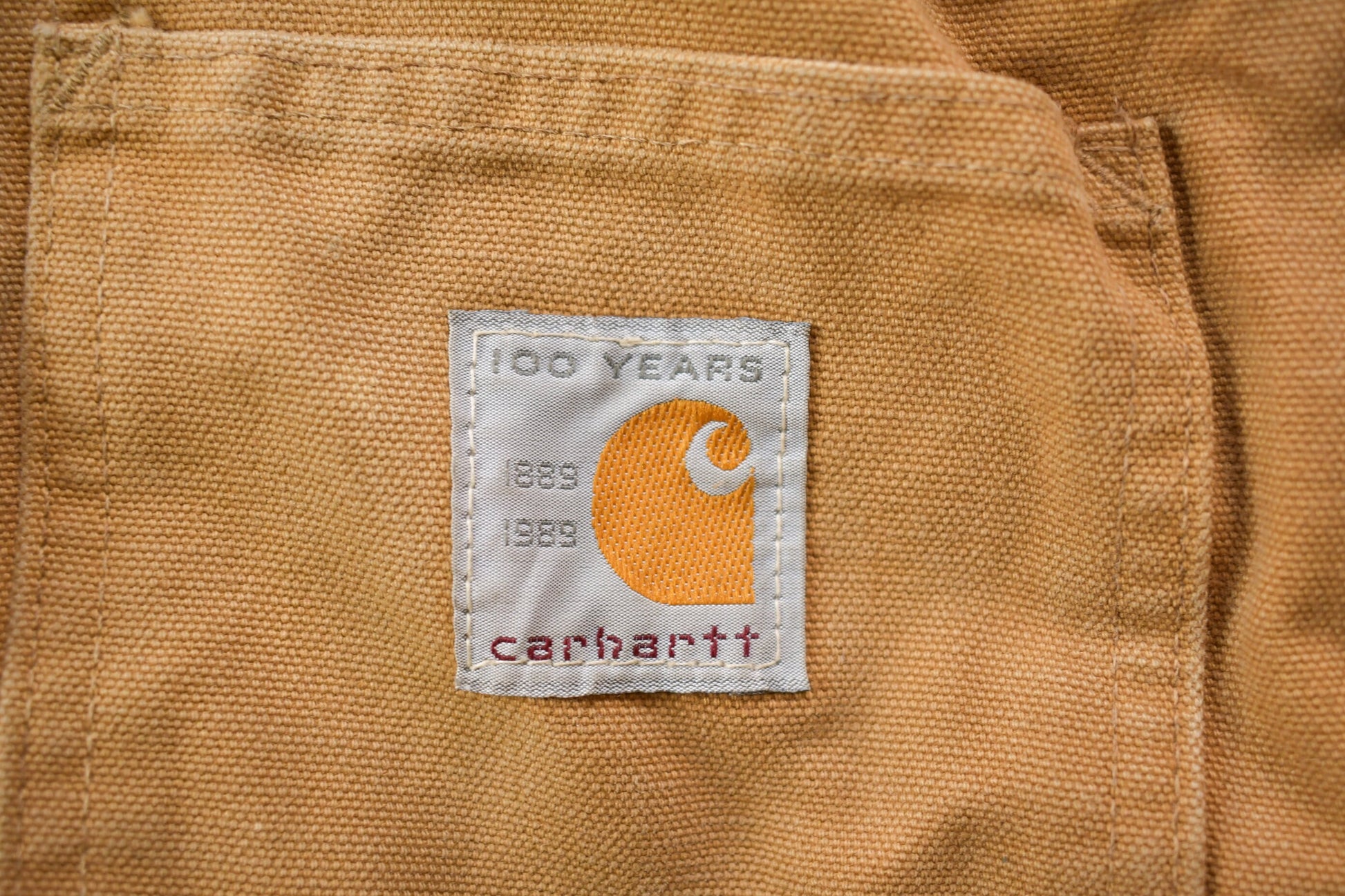 Vintage 1989 Carhartt 100 Years Red Quilt Lined Traditional Coat With Snap On Hood