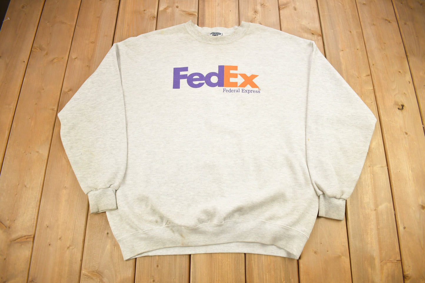 Vintage 1990s Fed Ex "The World On Time" Crewneck Sweatshirt / 90s Crewneck / Lee Heavy Weight / Streetwear / Federal Express