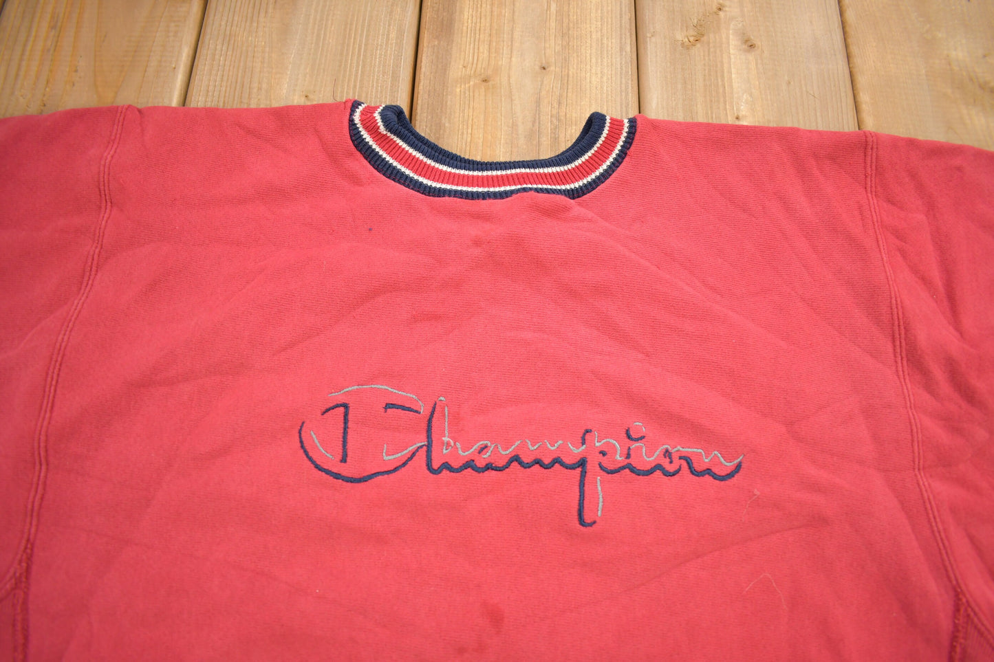 Vintage 1990s Champion Reverse Weave Embroidered Logo Crewneck Sweatshirt / Vintage Champion / Made In USA