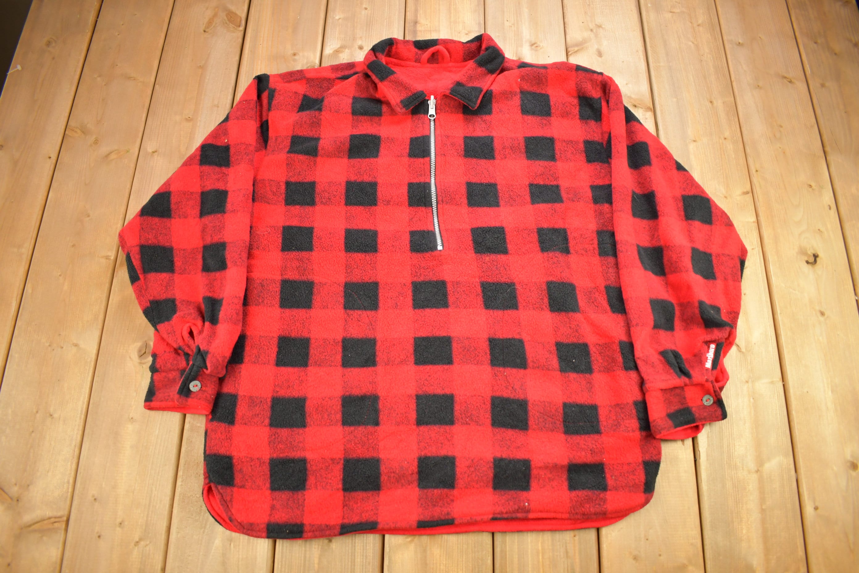 Vintage 1980s Marlboro Unlimited Reversible Quarter Zip Fleece Sweater