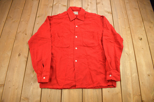 Vintage 1970s Sandy Mac Donald Red Button Up Shirt / 1970's Button Up / Vintage Shirt / True Vintage / Solid Button Up