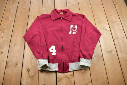 Vintage 1980s Collegiate Track Jacket / Powers Mfq. Co. / Collegiate Sweatshirt / Sportswear / Americana / Made In USA / 80s Track Jacket