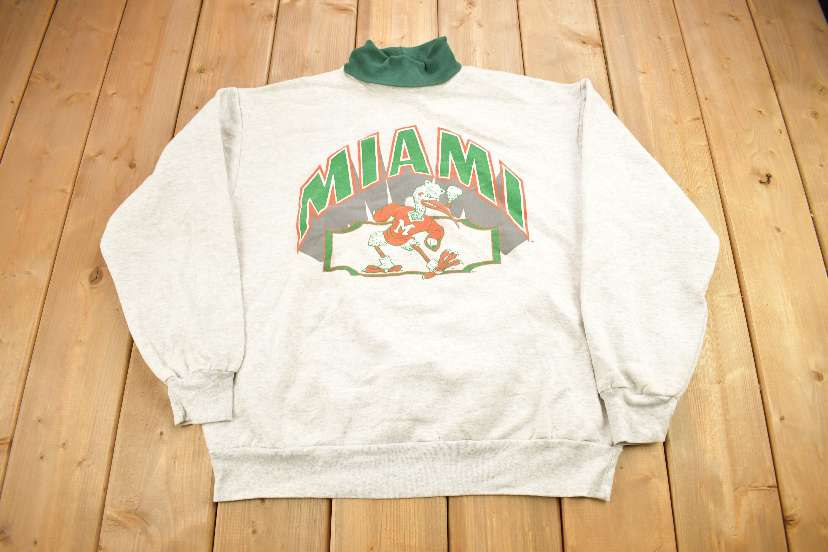 Vintage 1990s University Of Miami Hurricanes Collegiate Turtleneck