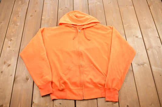 Vintage 1990s Ace Sportswear Bright Orange Blank Hoodie / 90s Hoodie / Made In USA / Essential / Streetwear / 90s Hoodie / Hunting Hoodie