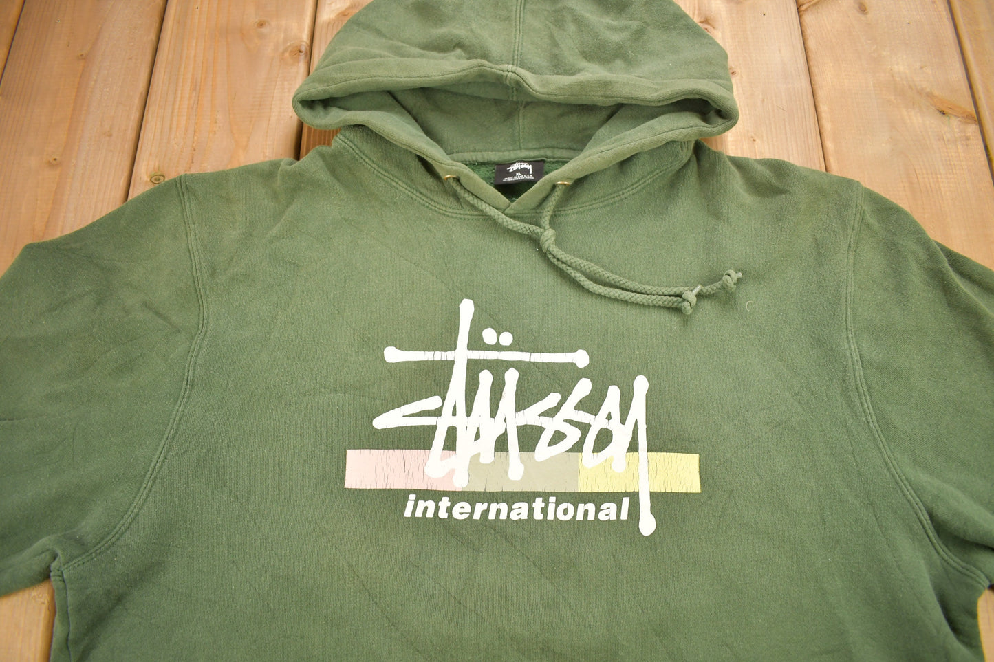 Vintage 1990s Stussy International Graphic Hoodie / 90s Hoodie / Vintage Sweater / Vintage Stussy / Made In USA