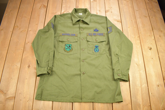 Vintage 1987 OG-507 US Air Force Military Sateen Shirt / US Army Green / Patchwork / Combat Shirt / Nicholson