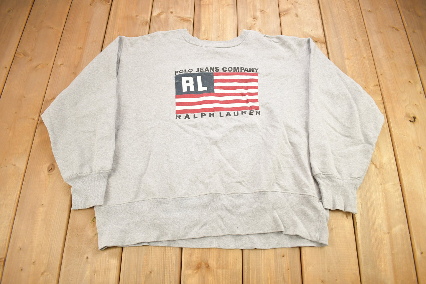 Vintage 1990s Polo Jeans Co Grey Crewneck Sweatshirt / 90s Crewneck / Streetwear / Vintage Ralph Lauren