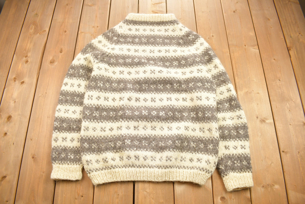 Vintage 1950s 100% Wool Hand Knit Sweater