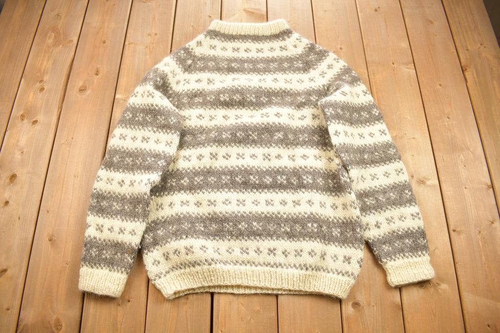 Vintage 1950s 100% Wool Hand Knit Sweater