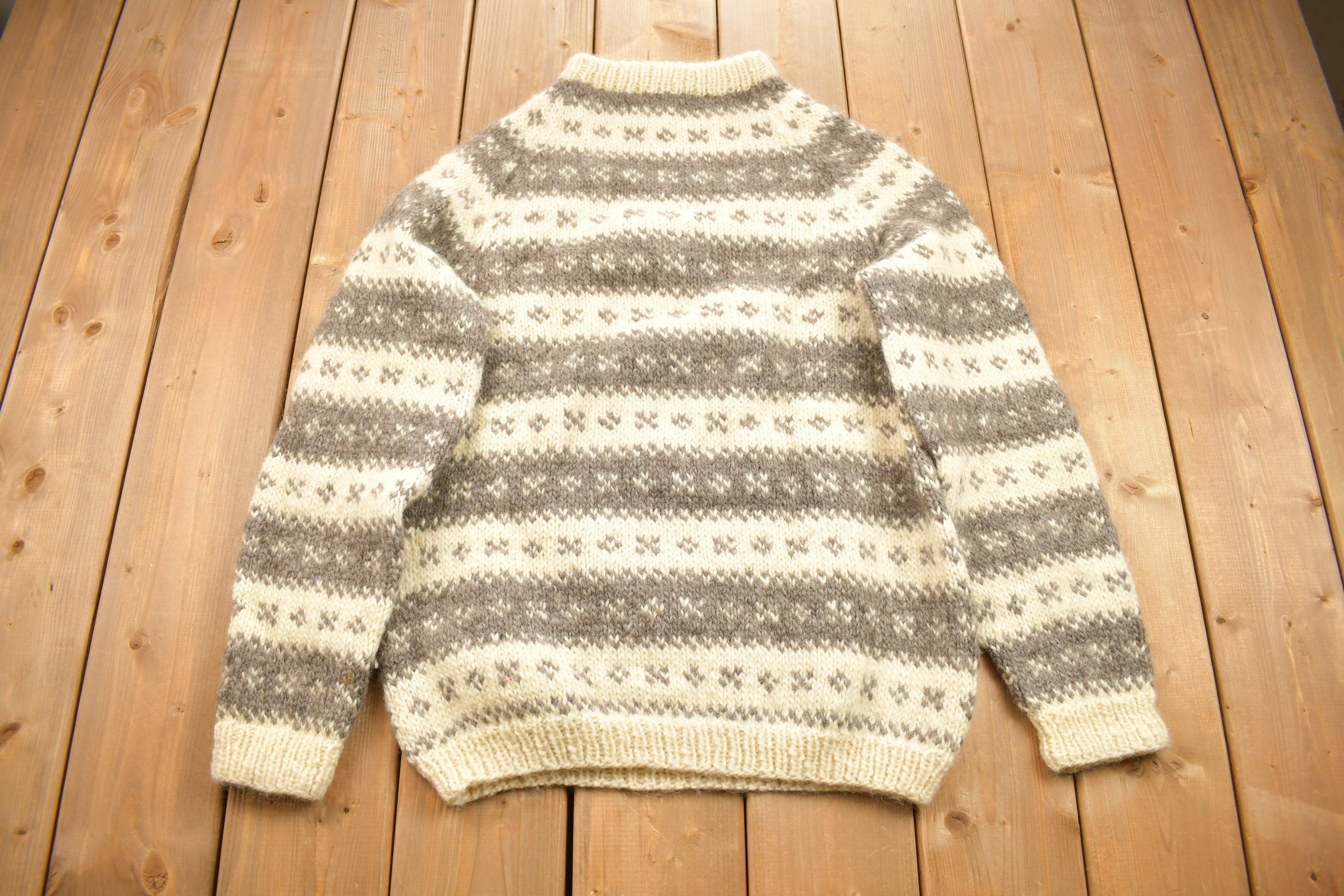 Vintage 1950s 100% Wool Hand Knit Sweater