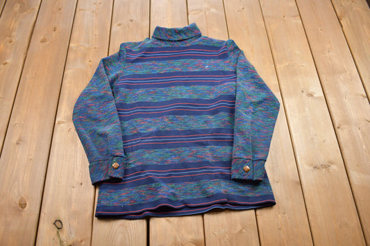 Vintage 1990s Zio By Youngja Knitted Crewneck Sweater / Vintage 90s Crewneck / All Over Pattern / Colorful / Sweatshirt / Abstract Pattern