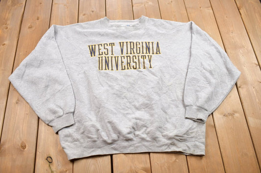 Vintage 1990s University Of West Virginia Collegiate Crewneck / Embroidered / NCAA Sweatshirt / Sportswear / Americana / Morgantown