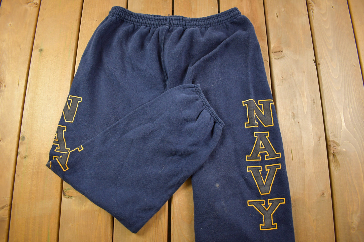 Vintage 1990s USA Navy Soffee Sweatpants Size L / Elastic Waist / American Vintage / Military Fashion