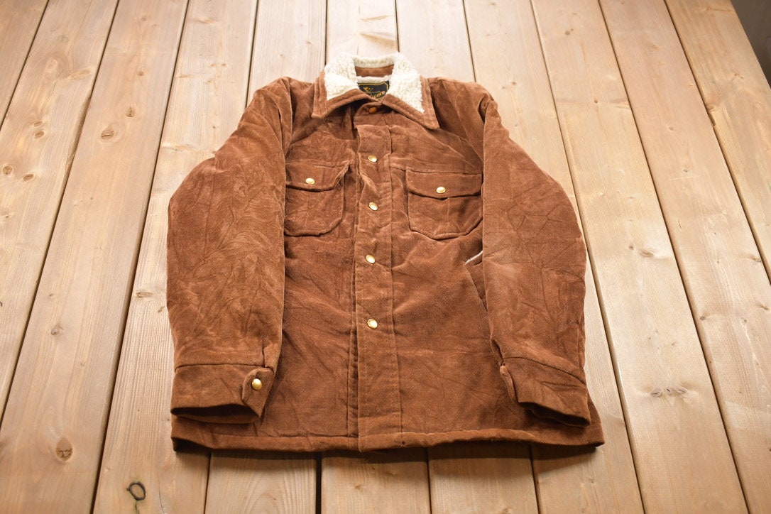 Vintage 1960s Westwind Sportswear Wool Lined Suede Snap Button Jacket